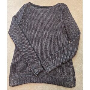 WHBM Metallic Weave Pullover Sweater Women's XS Metallic Silver Color